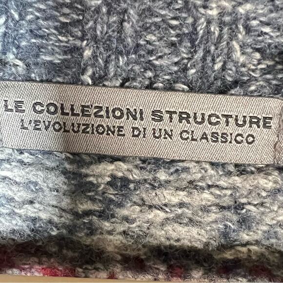 Le Collezioni Structure wool bl red gray snowflake design sweater large L B168 - Picture 3 of 5